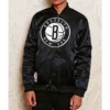 NBA Brooklyn Nets Letterman Black Satin Jacket