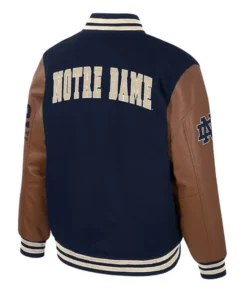 Colosseum Navy Notre Dame Fighting Irish Letterman Full-Snap Varsity Jacket