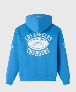 OVO x Los Angeles Chargers Waffle Lined Zip-Up Blue Hoodie