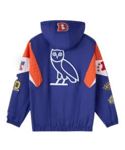 Denver Broncos OVO 2025 STARTER Half-Zip Pullover Navy Blue Hooded Jacket