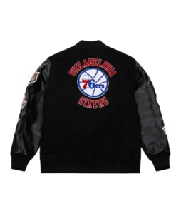 Philadelphia 76ers Black Out Team Logo Varsity Jacket