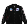 Philadelphia 76ers Black Out Team Logo Black Varsity Jacket