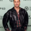 Alexander Skarsgård Pillion Movie 2025 Red Carpet Ray Black Leather Jacket