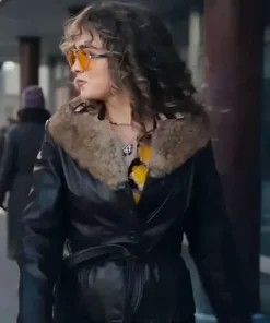 Twila Ponies Haley Lu Richardson Shearling Black Leather Jacket