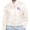 Kansas City Royals Printed Logo Varsity Jacket Cream