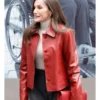 Queen Letizia National Disability Awards Ceremony Red Leather Jacket