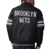 Brooklyn Nets Scout I Varsity Full-Snap Satin Black Jacket