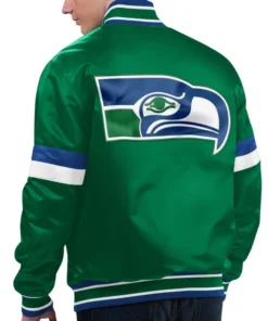 Men's Starter Green Seattle Seahawks Gridiron Classics Home Game Satin Full-Snap Varsity Jacket