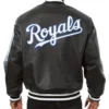 Kansas City Royals Full-Snap Leather Bomber Varsity Black Jacket