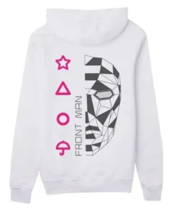 Squid Game Front Man Printed White Pullover Hoodie