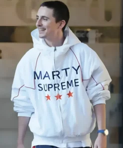 Timothee Chalamet Marty Supreme White Jacket