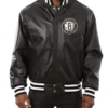 Brooklyn Nets Black Varsity Leather Jacket