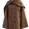 Women’s Brown Woolen Scarf Coat