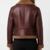 Womens B3 Shearling Maroon Fur Jacket
