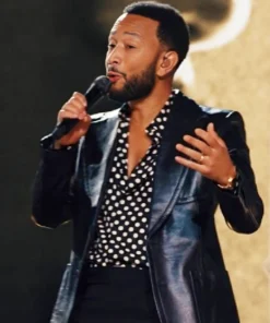 Words + Music John Legend Black Leather Blazer