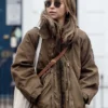 Emilia Clarke Casual Chic Brown Jacket