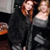 Emma Roberts Extremely Black Fur Coat