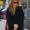 Street Style Jennifer Lawrence Long Black Coat
