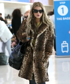 Jessica Simpson 2025 Leopard Print Fur Coat