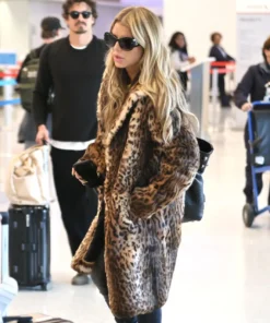 LAX in Los Angeles Jessica Simpson Leopard Print Fur Coat