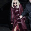 Sydney Sweeney Luxury Shearling Brown Oxblood Leather Coat