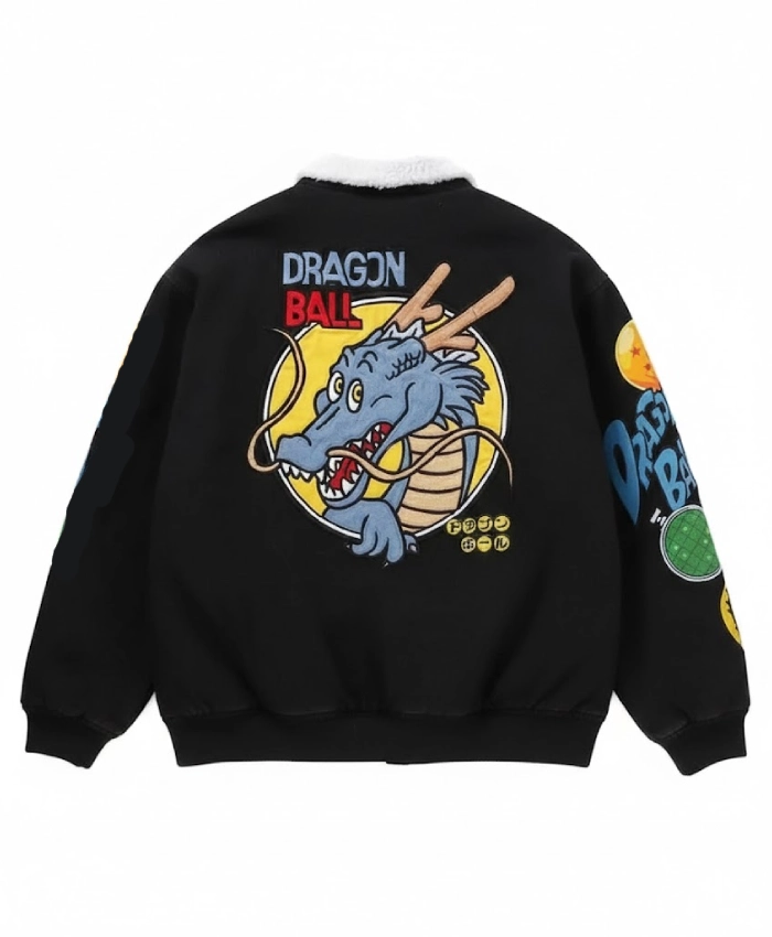 DRAGON BALL x BREEZE Black Denim Boa Jacket