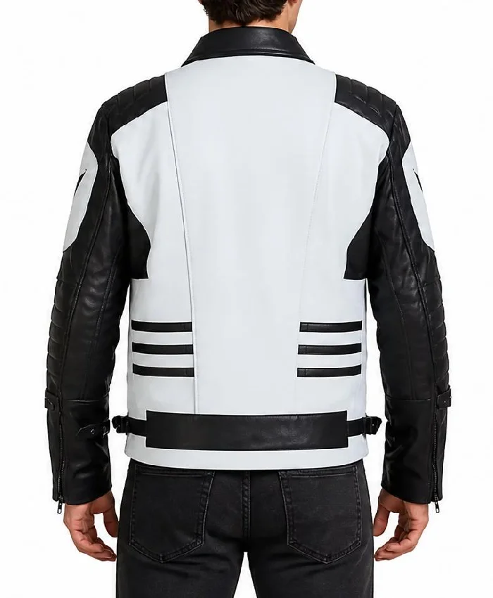 Black and White Moto Leather Jacket - Image 2
