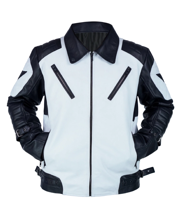 Buy this Black and White Moto Leather Jacket
