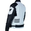 Shop Black and White Zipper Motorcycle Leather Jacket