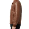 Zanvek Leather Bomber Jacket in Brown
