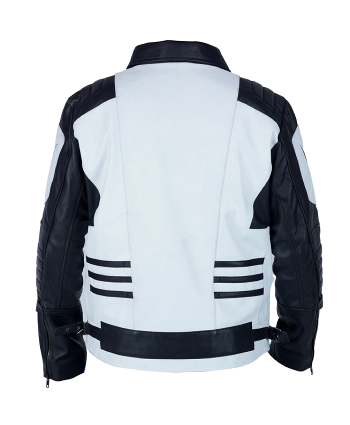 Order Black and White Moto Leather Jacket