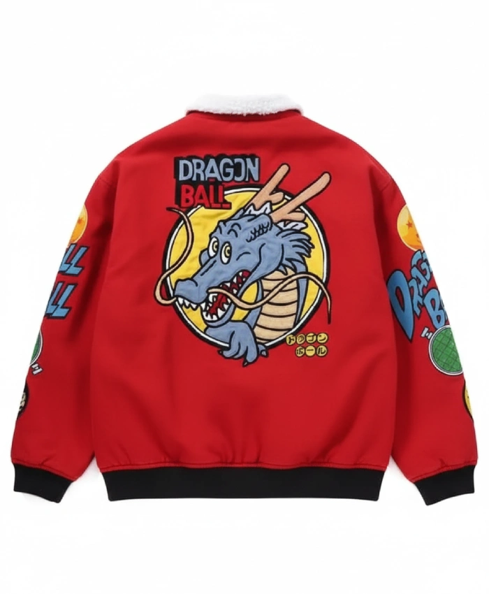 BREEZE x Dragon Ball 2026 Red Denim Boa Jacket for Men and Women