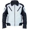 Order Black and White Zipper Leather Motorcycle Jacket