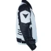 Black and White Zipper Motorcycle Leather Jacket For Sale