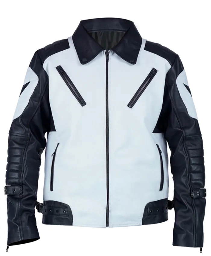 Black and White Moto Leather Jacket