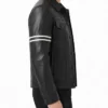 Orvyn Leather Trucker Jacket in Black