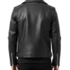 Rustline Asymmetrical Zip Black Leather Biker Jacket For Men's