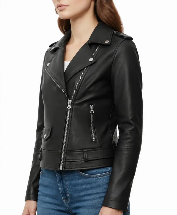 Womens Oakline Leather Biker Jacket