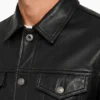 Black Leather Trucker Jacket Mens