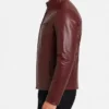 Burgundy Motorcycle Leather Jacket For Men