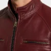 Burgundy Motorcycle Leather Jacket For Mens