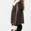 Dark Brown Shearling Leather Jacket For Women