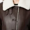 Dark Brown Shearling Leather Jacket For Womens