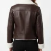 Womens Dark Brown Shearling Leather Jacket