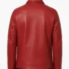 Flap Pockets Red Leather Jacket For Men