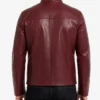 Men Burgundy Motorcycle Leather Jacket