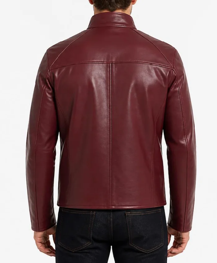 Men Burgundy Motorcycle Leather Jacket