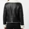 Womens Fur Leather Black Jacket