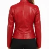 Slim Fit Red Biker Jacket For Women