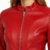 Slim Fit Red Biker Jacket Women